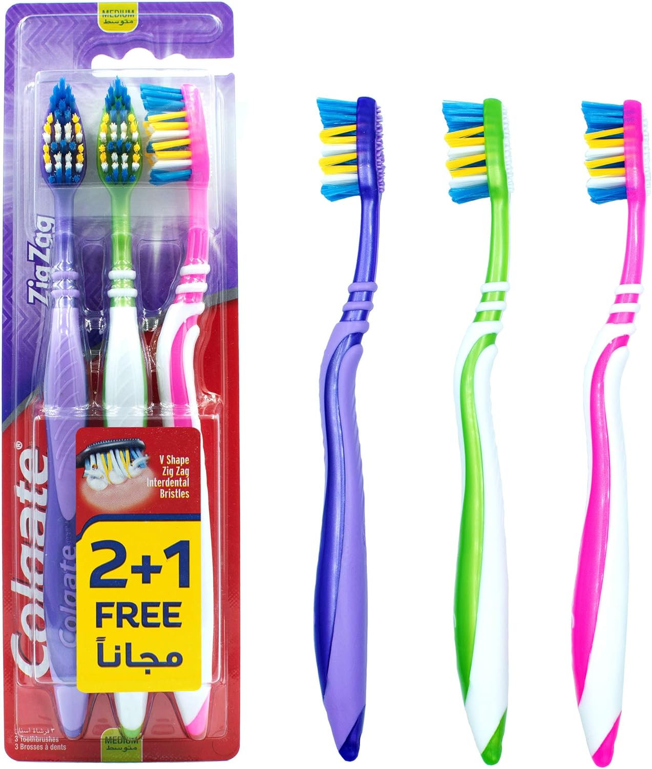 كولجيت فرشة اسنان زيج زاج مديم 2 مع 1 3777