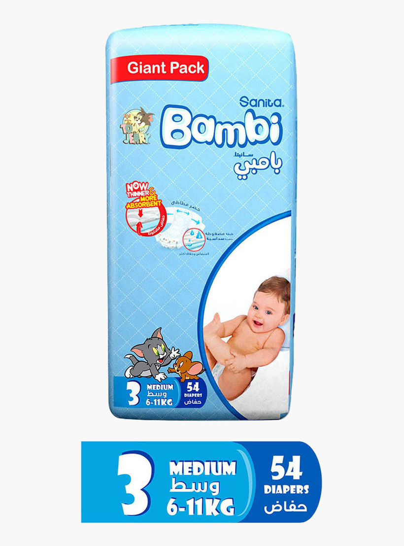 بامبي حفاضات مقاس 3 54 حفاضة