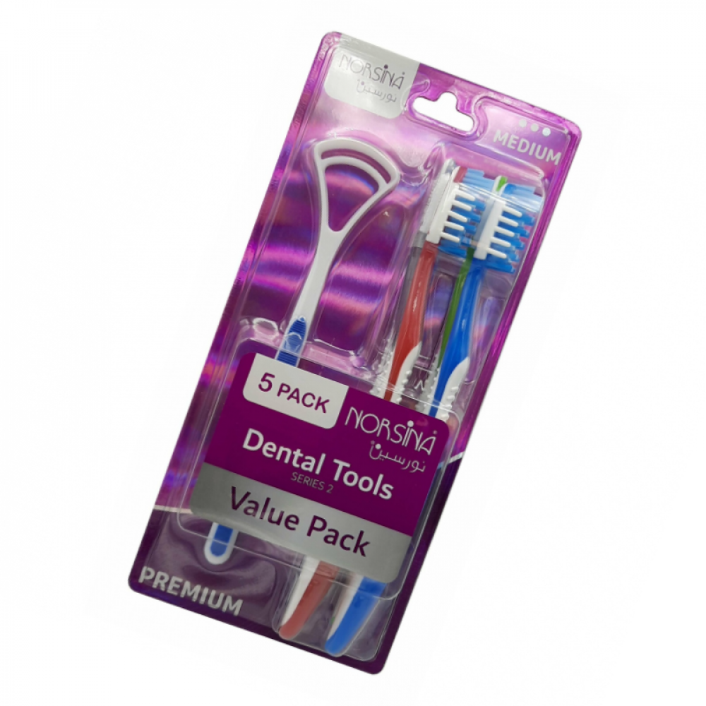 نورسين طقم عناية بالاسنان 4 فرش مع مراية