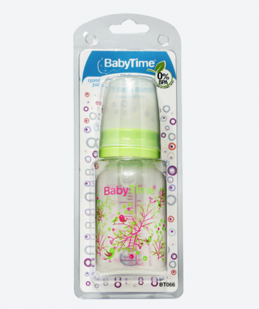 بيبي تايم رضاعه بلاستك بيدين 150مل 40721