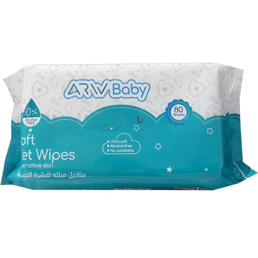ارو بيبي مناديل مبللة اطفال ازرق 80 مديل 321923